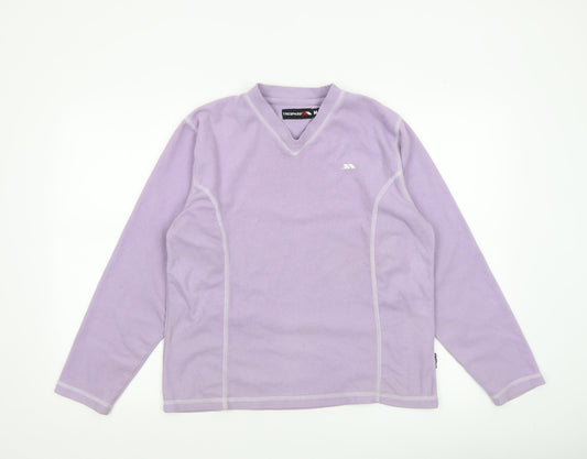 Trespass Women Lilac Fleece Pullover Sweatshirt M Size 12 V-Neck Warm Top