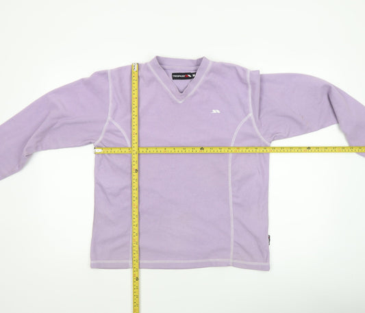 Trespass Women Lilac Fleece Pullover Sweatshirt M Size 12 V-Neck Warm Top