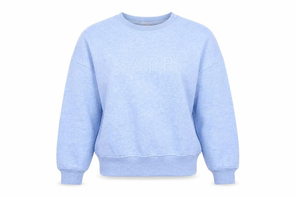 USA Pro Womens Blue Crew Neck Pullover Sweatshirt Size 14