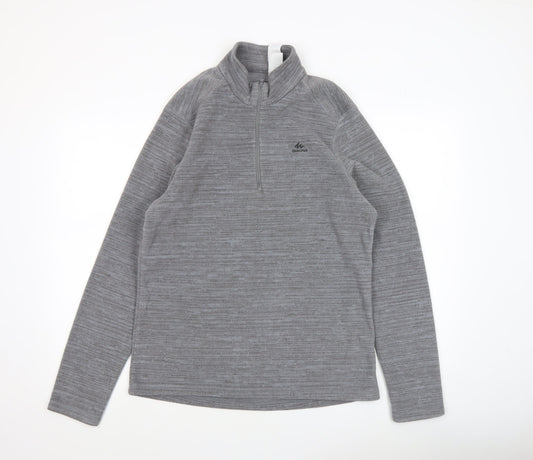 Quechua Mens Grey L Fleece 1/2 Zip Pullover Sweatshirt