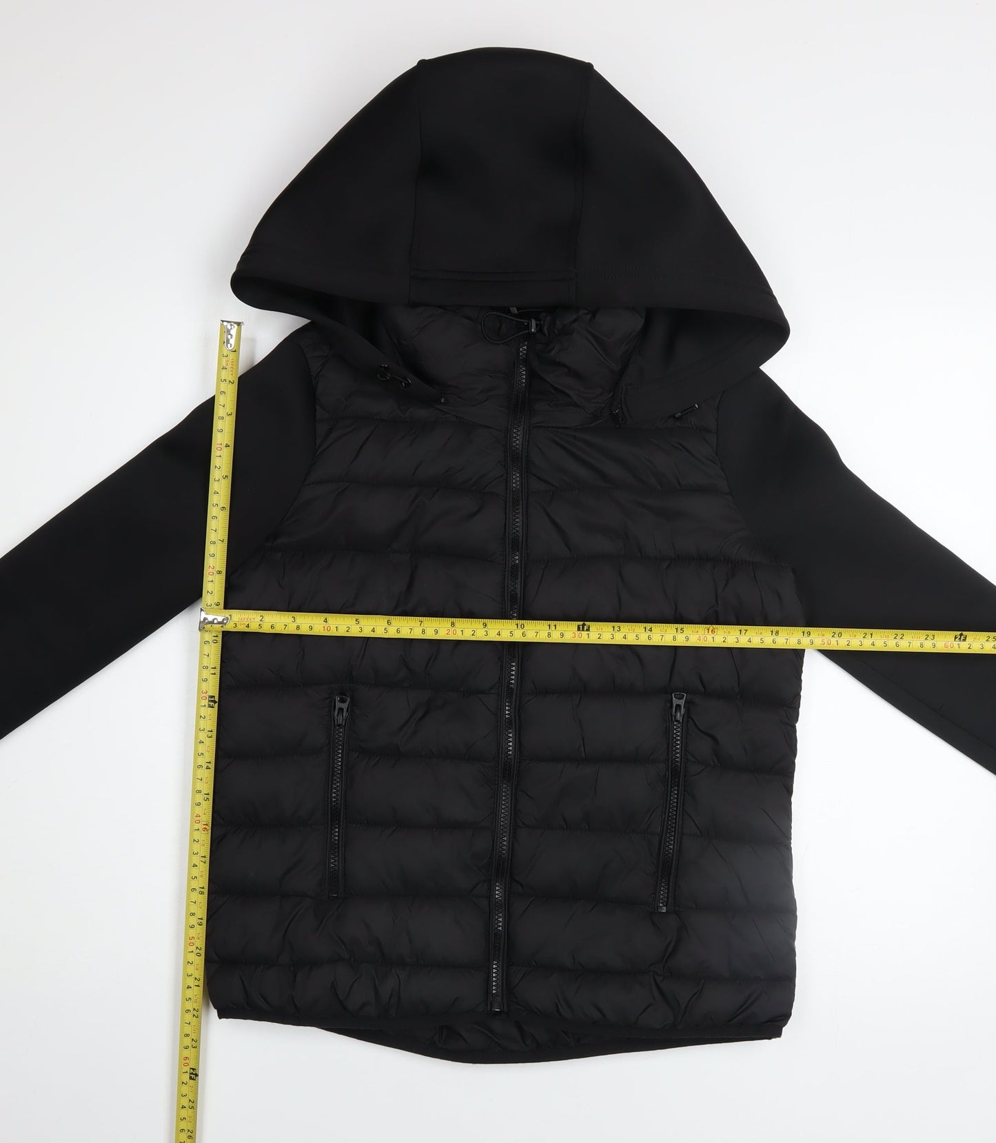 Zara Men’s Black Hooded Puffer Jacket Size S Regular Fit Mid-Length