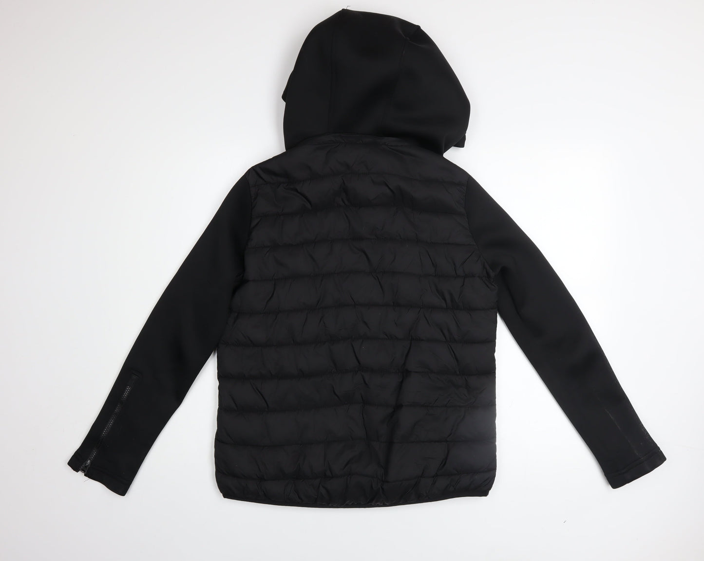 Zara Men’s Black Hooded Puffer Jacket Size S Regular Fit Mid-Length