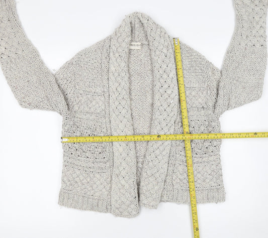 Marks and Spencer Women’s Grey Chunky Knit Open Cardigan Size 14