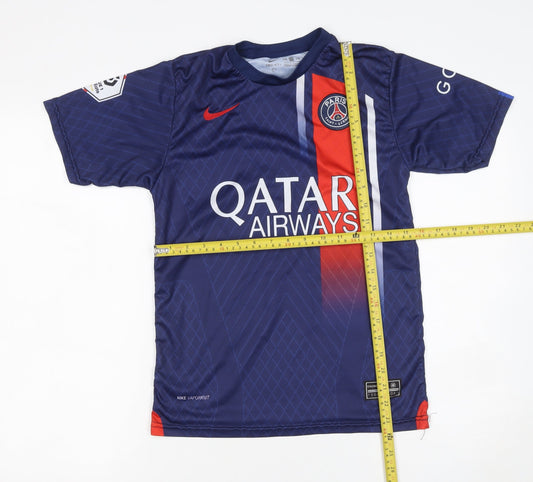 Nike Boys Blue PSG Mbappé #7 Football Jersey Shirt Size 176 Lightweight