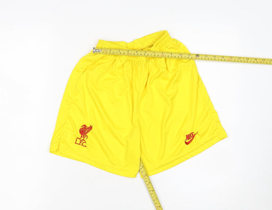 Nike Boys Yellow Liverpool FC Football Athletic Shorts Size 176