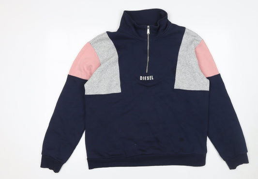 Diesel Women’s Navy Colourblock 1/4 Zip Sweatshirt M