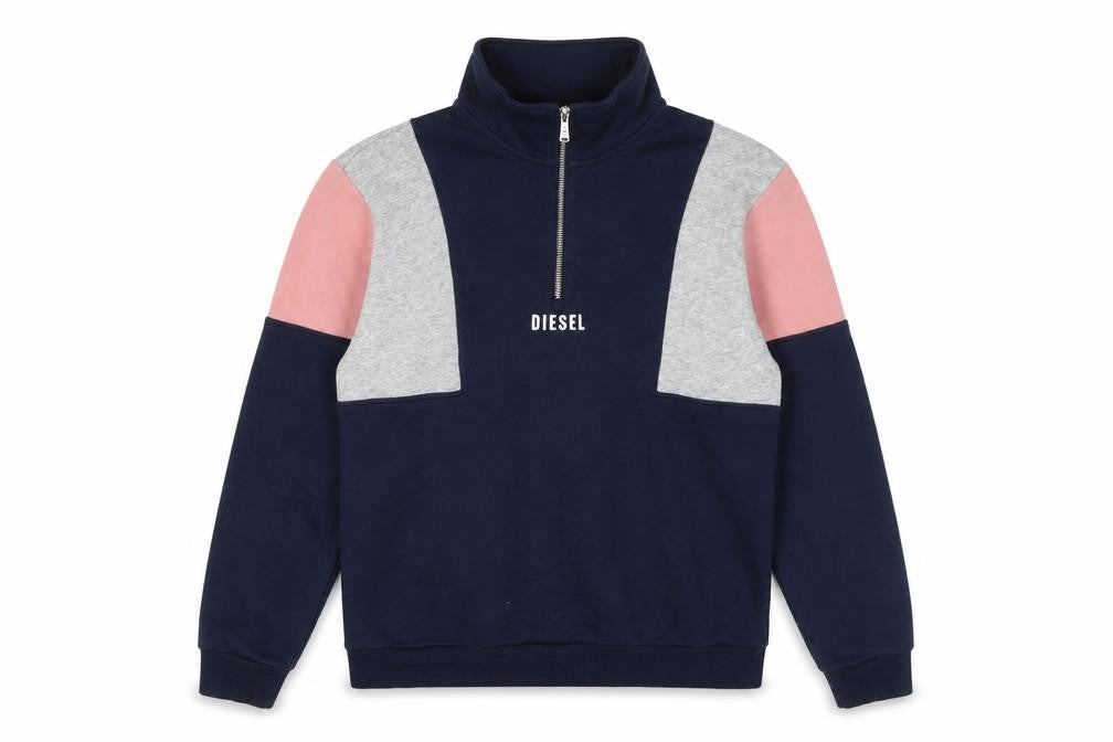 Diesel Women’s Navy Colourblock 1/4 Zip Sweatshirt M