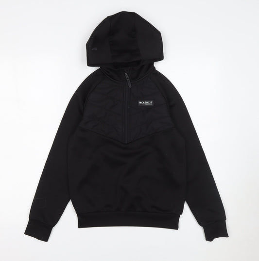 McKenzie Boys Black 10-12 Years 1/2 Zip Hooded Pullover Sweatshirt