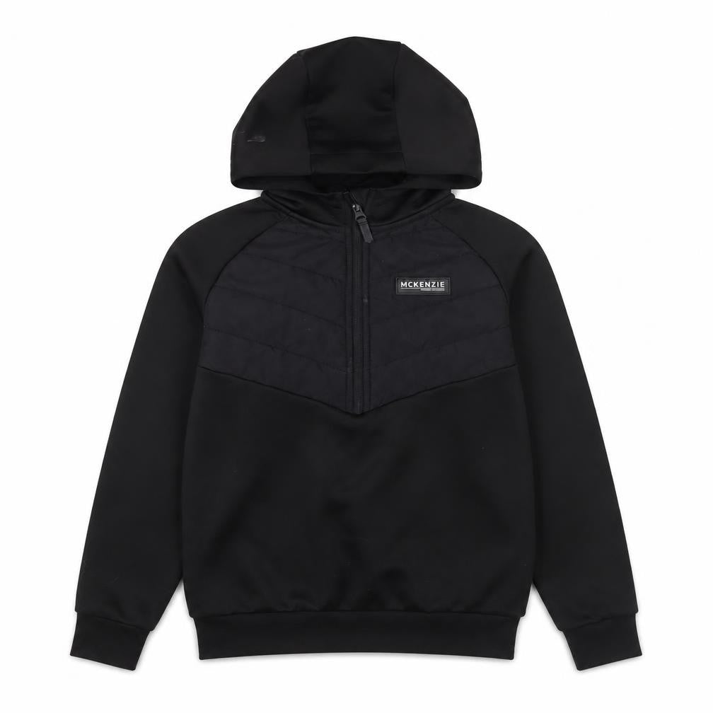 McKenzie Boys Black 10-12 Years 1/2 Zip Hooded Pullover Sweatshirt