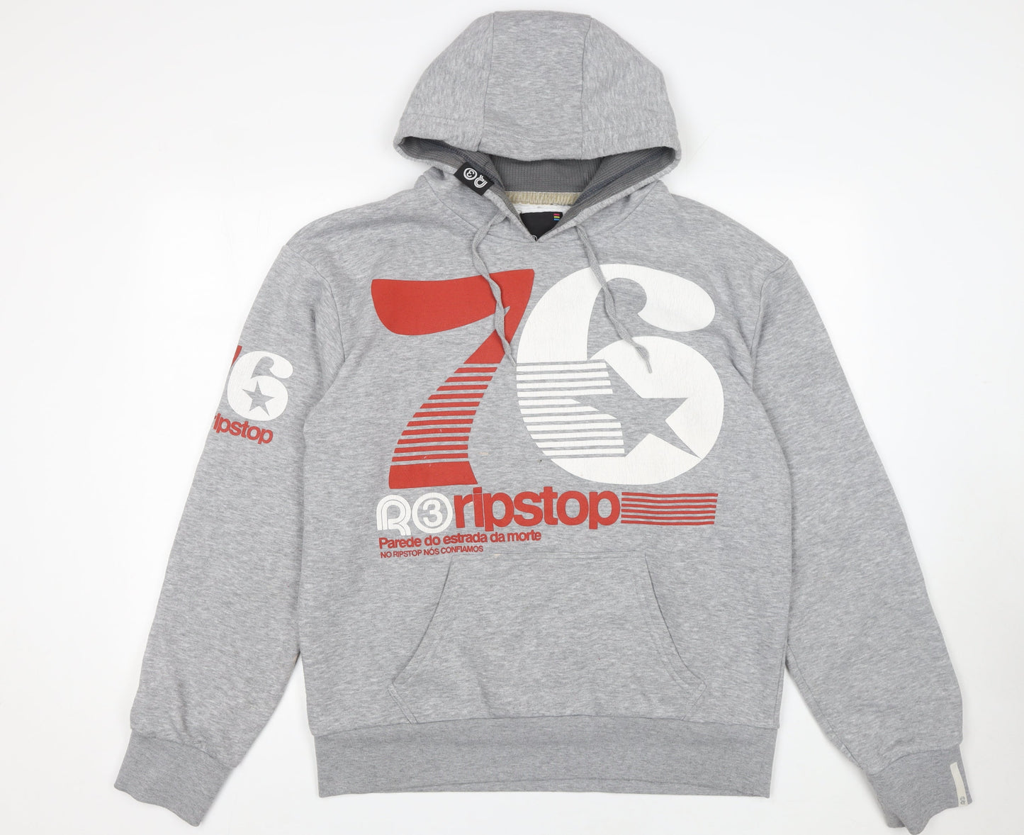 Ripstop Men's Grey XL Pullover Hoodie with Logo Print