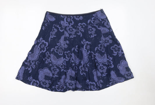 Fat Face Women Blue Floral A-Line Knee Length Skirt Size 10
