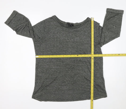 New Look Womens Grey Size 12 3/4 Sleeve Boat Neck Jumper
