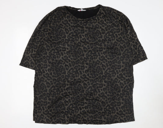 Yours Womens Black Animal Print Cotton Tunic T-Shirt Size 22