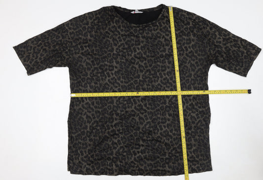 Yours Womens Black Animal Print Cotton Tunic T-Shirt Size 22
