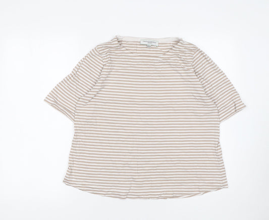 Carolyn Donnelly Women’s Beige Striped Cotton Short Sleeve T-Shirt M