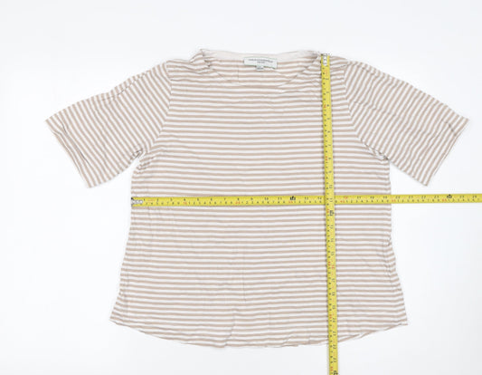 Carolyn Donnelly Women’s Beige Striped Cotton Short Sleeve T-Shirt M