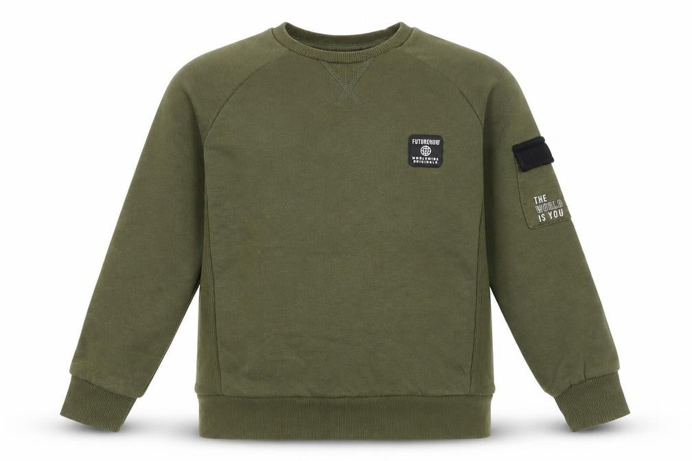 Primark Boys Green Pullover Sweatshirt 9-10 Years Crew Neck Graphic Print