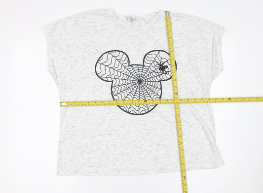Disney Women White Mickey Mouse Web Print Relaxed T-Shirt Size 20