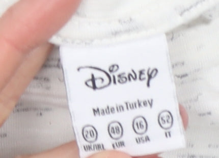 Disney Women White Mickey Mouse Web Print Relaxed T-Shirt Size 20