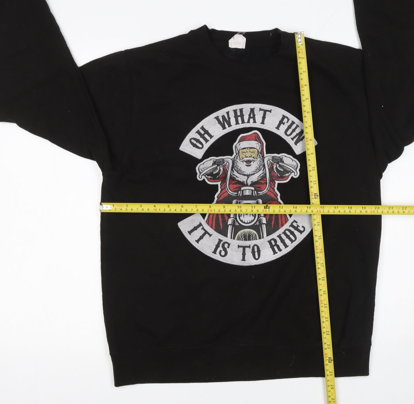 AWDis Men's Black Santa Biker Christmas Sweatshirt M