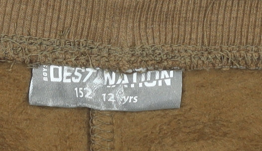 Destination Boys Brown 12 Years Jogger Trousers 100% Cotton Fleece Pants