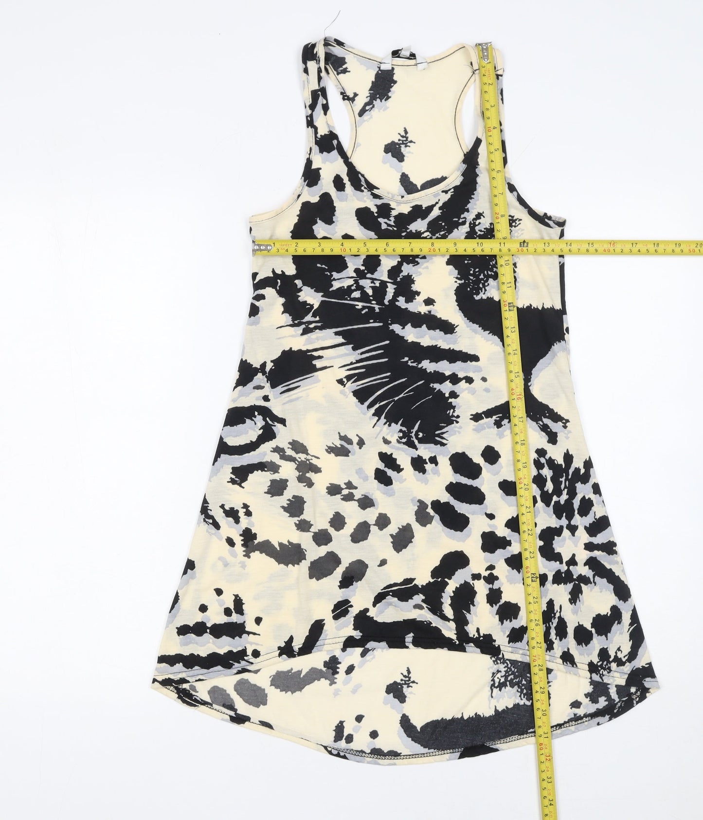 New Look Women's Beige Animal Print Racerback Tank Top Size 8