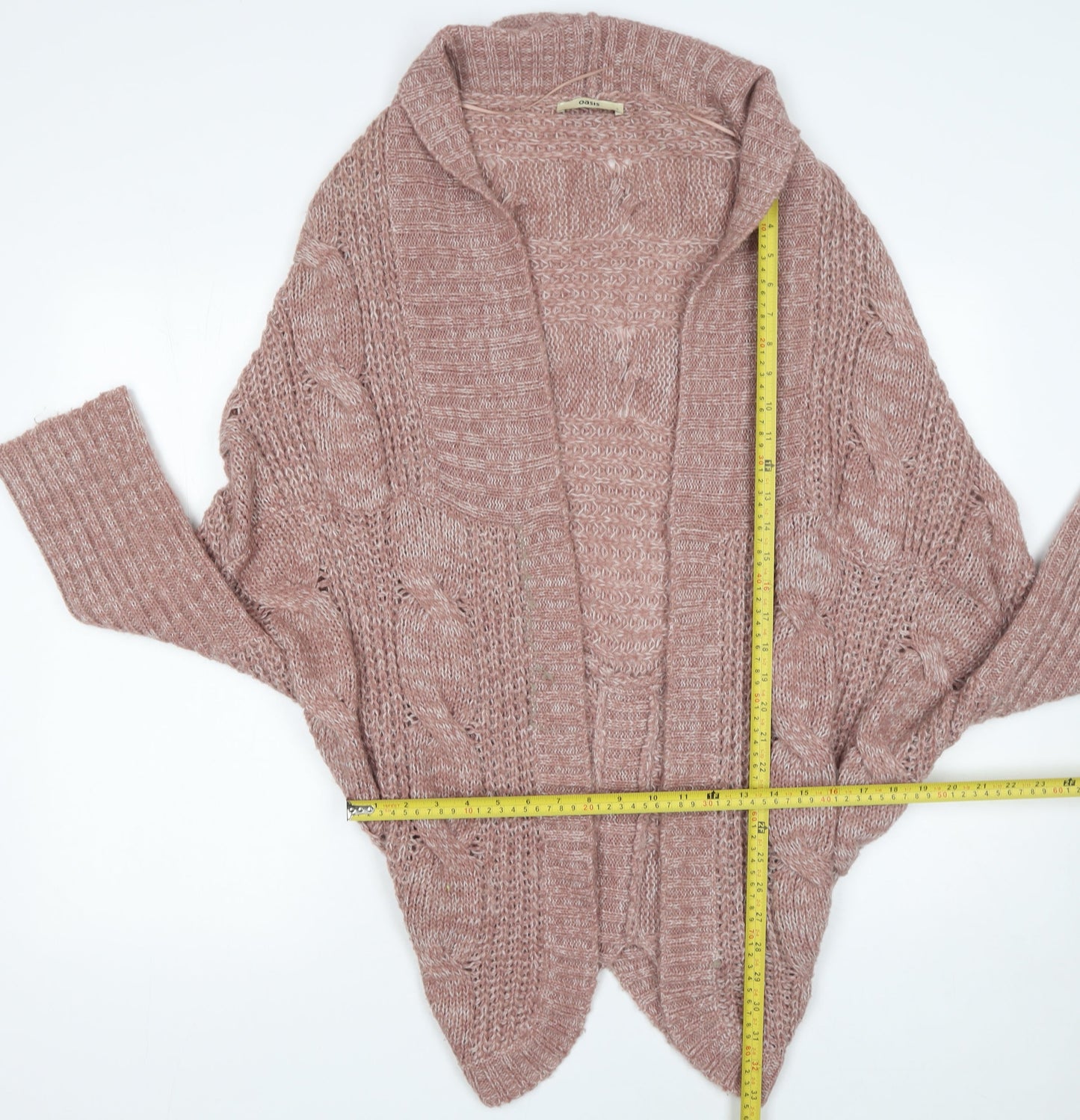 Oasis Womens Pink Chunky Knit Open Cardigan L