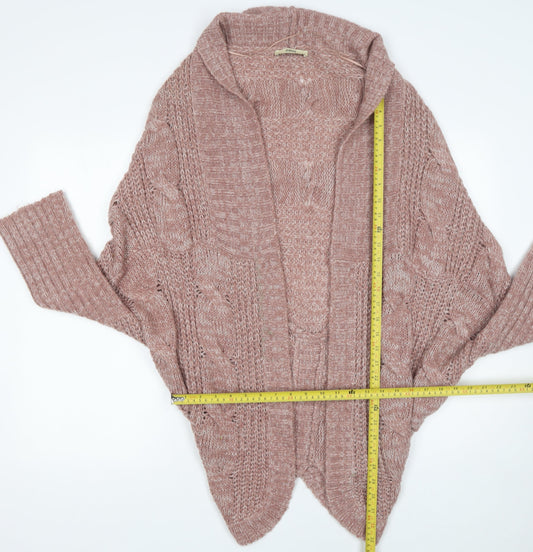 Oasis Womens Pink Chunky Knit Open Cardigan L