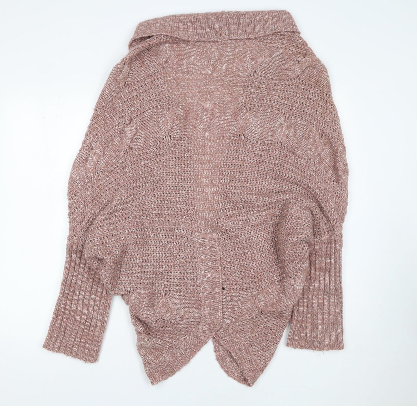 Oasis Womens Pink Chunky Knit Open Cardigan L