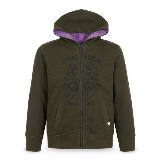 O'Neill Boys Green Full Zip Hoodie 10 Years Cotton Jersey Casual