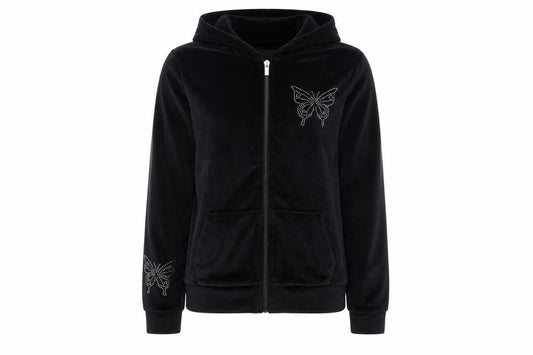 Primark Girls Black Velour Full Zip Butterfly Hoodie 14-15 Years