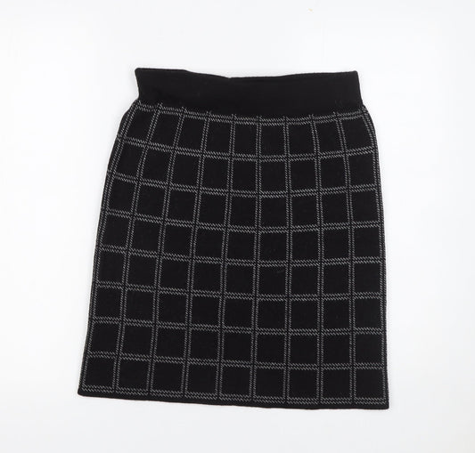 KENAR Women's Black Checked Knit Pencil Skirt Size S