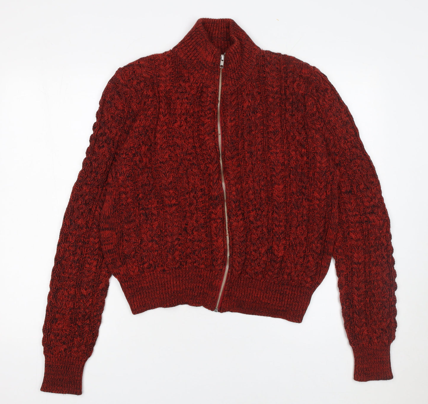 New Look Women’s Red Cable Knit Full Zip Jumper Size L