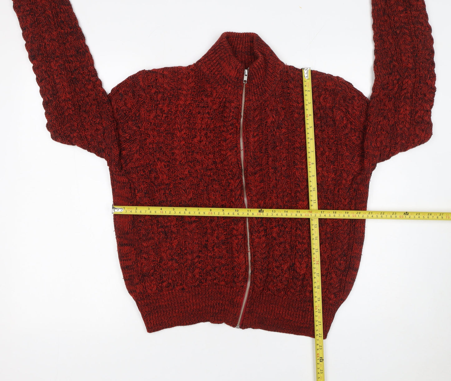 New Look Women’s Red Cable Knit Full Zip Jumper Size L
