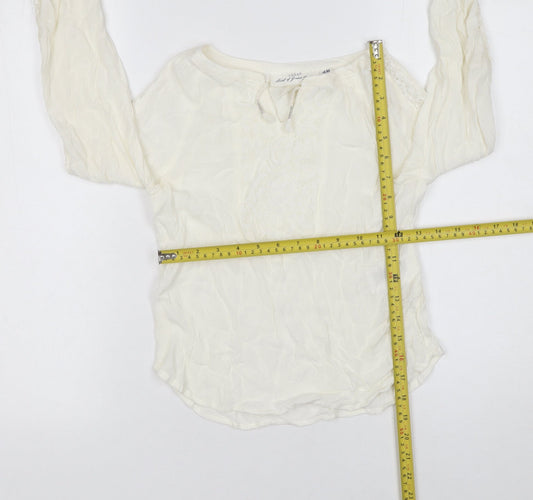 H&M Girls Ivory Lace Tunic Blouse 9-10 Years Lightweight Viscose Top