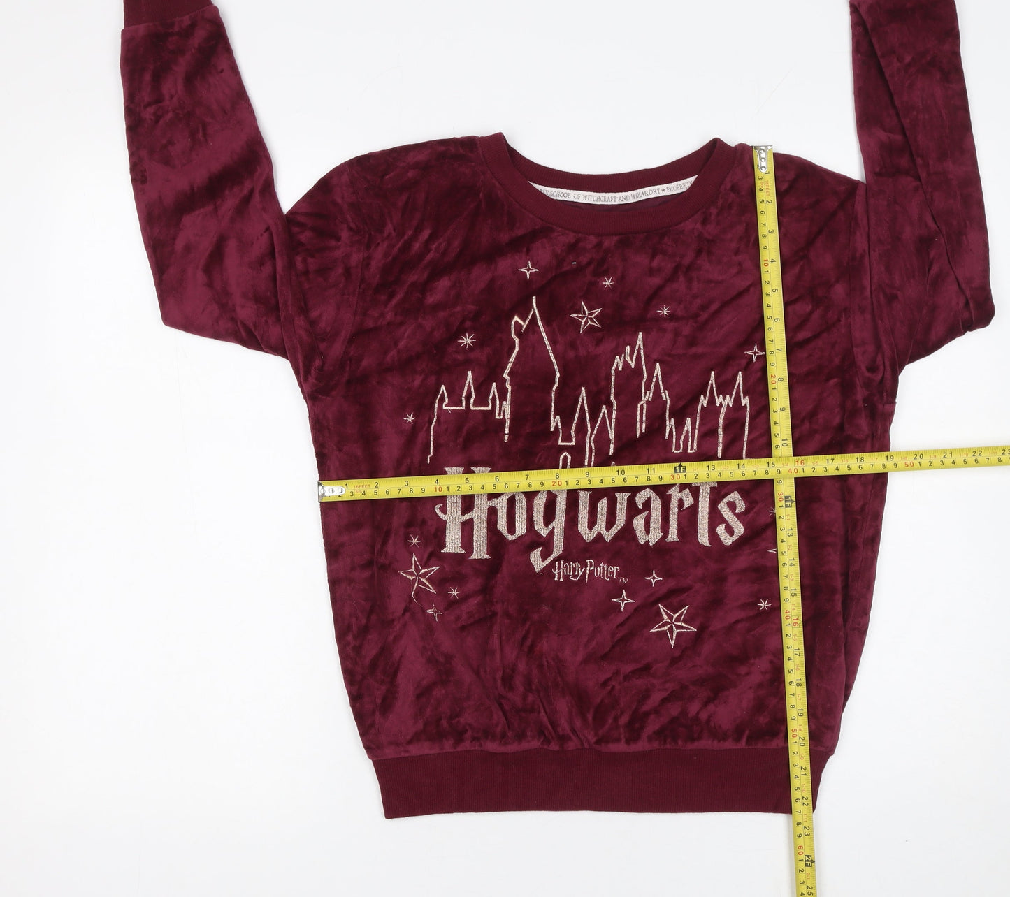 Harry Potter Women's Red Velour Hogwarts Pyjama Top XS
