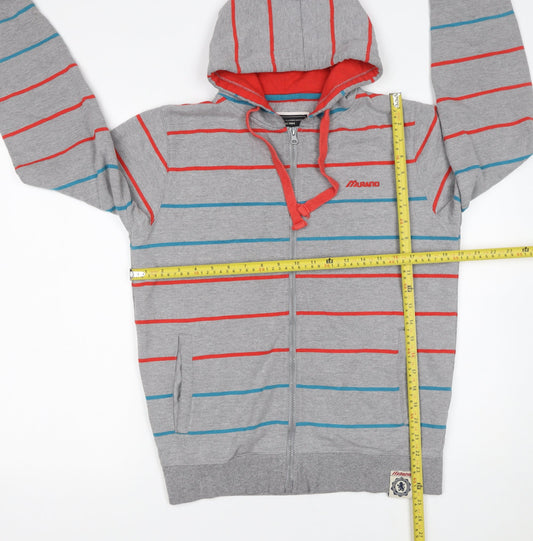 Murano Men's Grey Striped Full Zip Hoodie Small