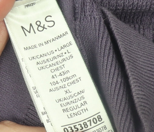 Marks and Spencer Men’s Purple Cotton Blend Polo Shirt Size L