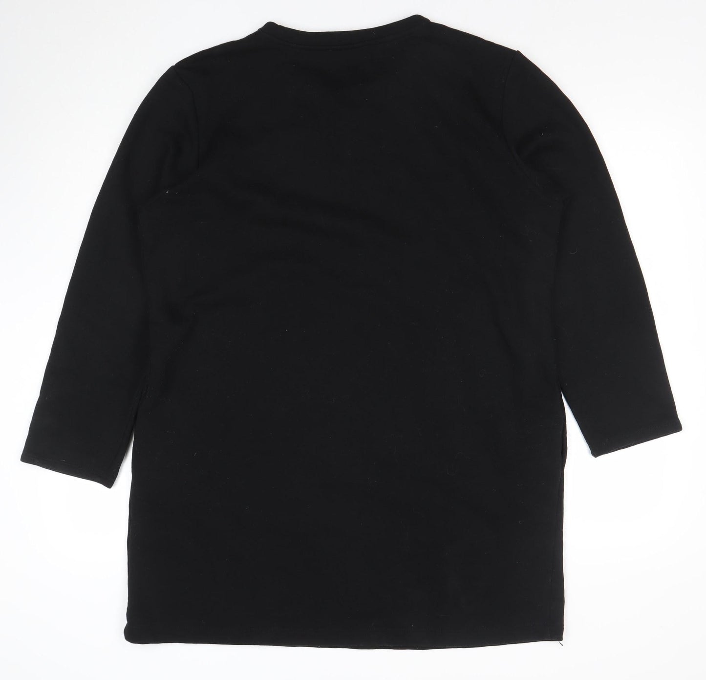 Zara Women Black Tunic Sweatshirt Dress Size Large Cotton Blend