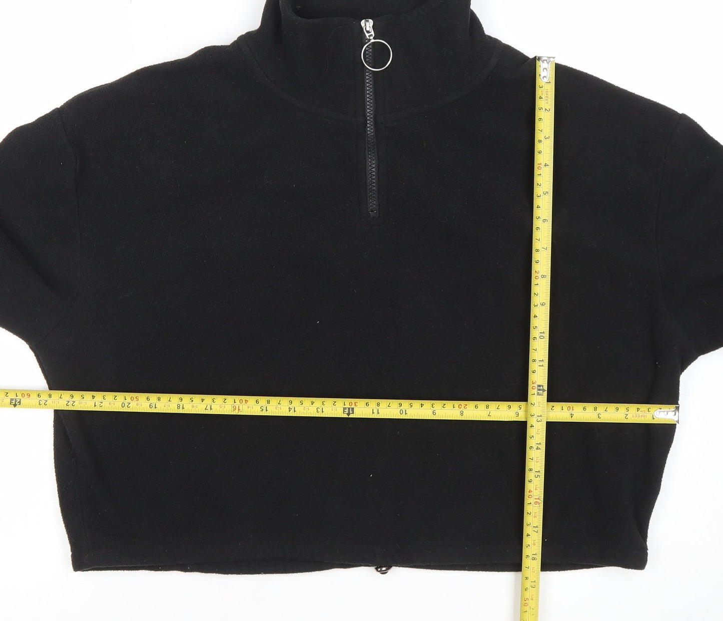Brave Soul London Women's Black 1/4 Zip Fleece Pullover Sweatshirt M