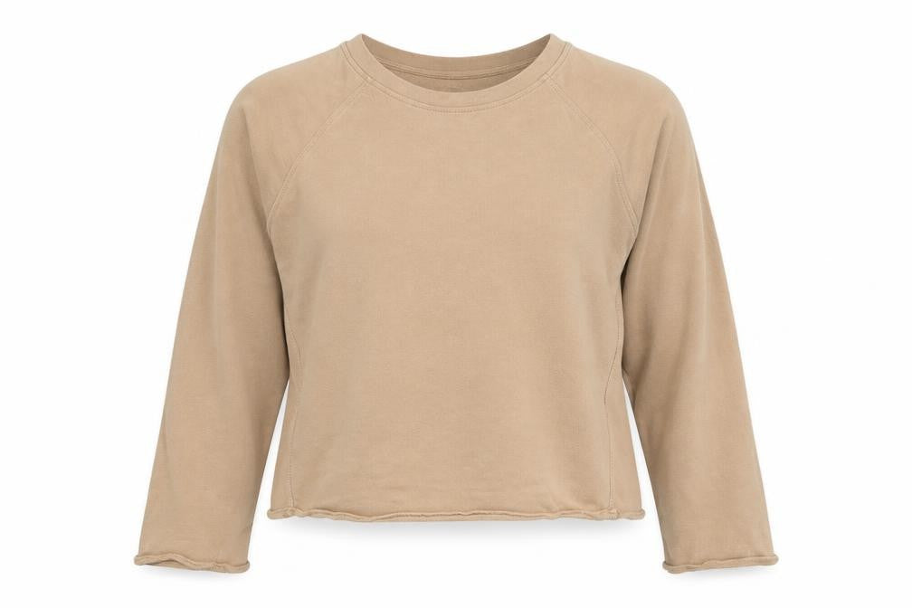 Marks and Spencer Womens Beige Pullover Sweatshirt Size 12 Soft Cotton Long Sleeve