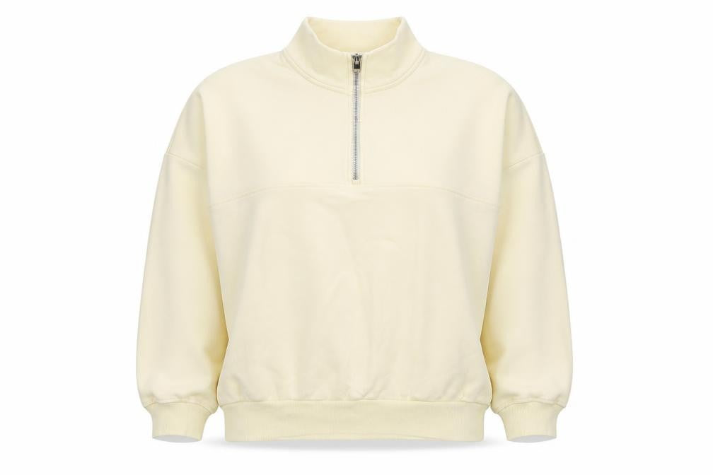 Marks and Spencer Women Beige 1/4 Zip Pullover Sweatshirt Size L