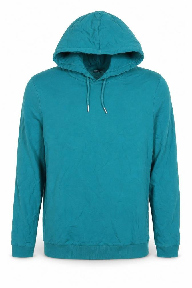 Front view of ASOS Men’s Green Pullover Hoodie Medium Cotton Blend