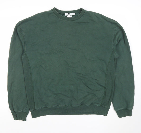 Topman Men’s Green Oversized Crew Neck Cotton Sweatshirt M