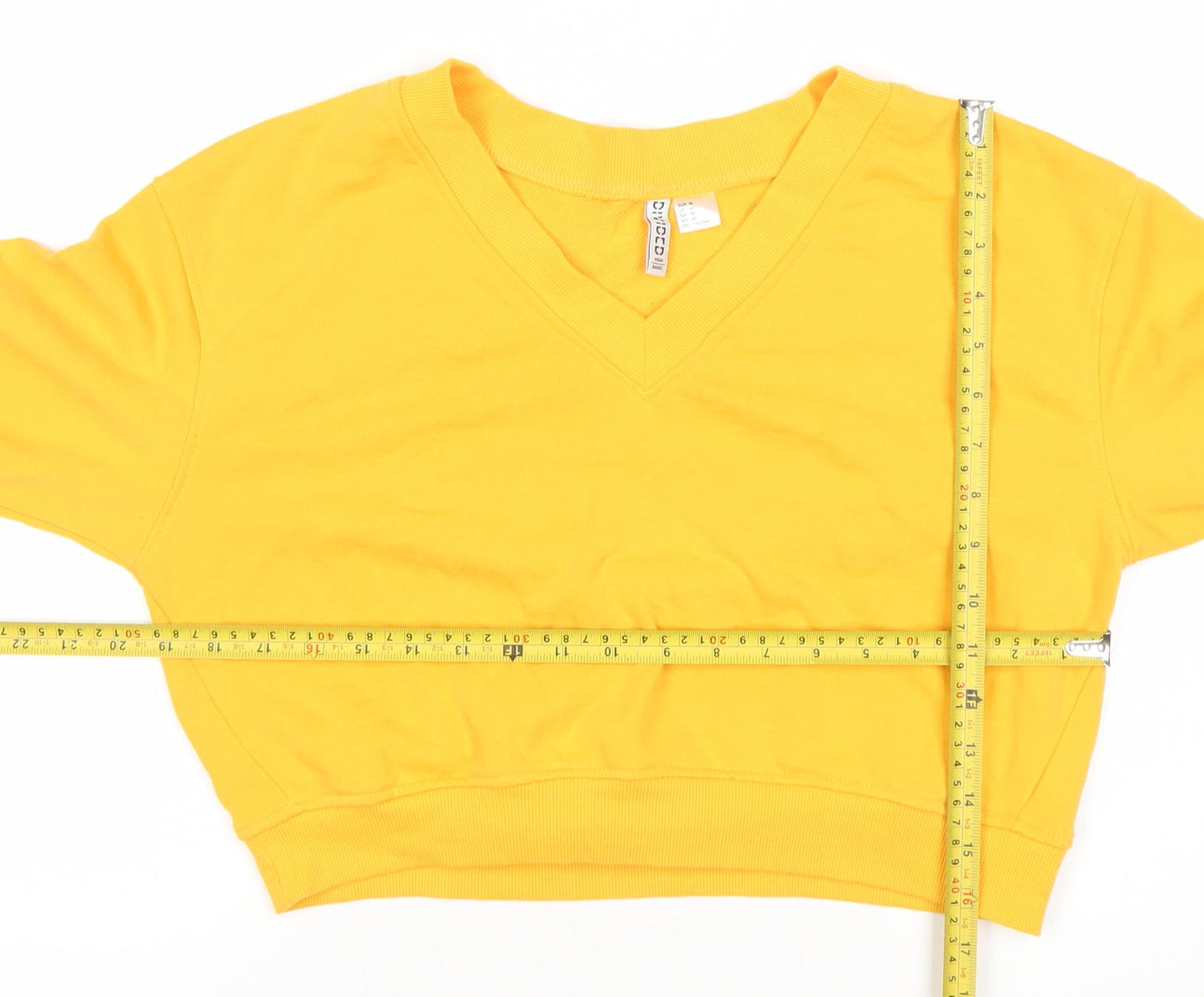 H&M Divided Women's Yellow V-Neck Pullover Sweatshirt Size 12