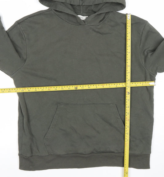 Marks and Spencer Men's Green Pullover Hoodie M Fleece Cotton