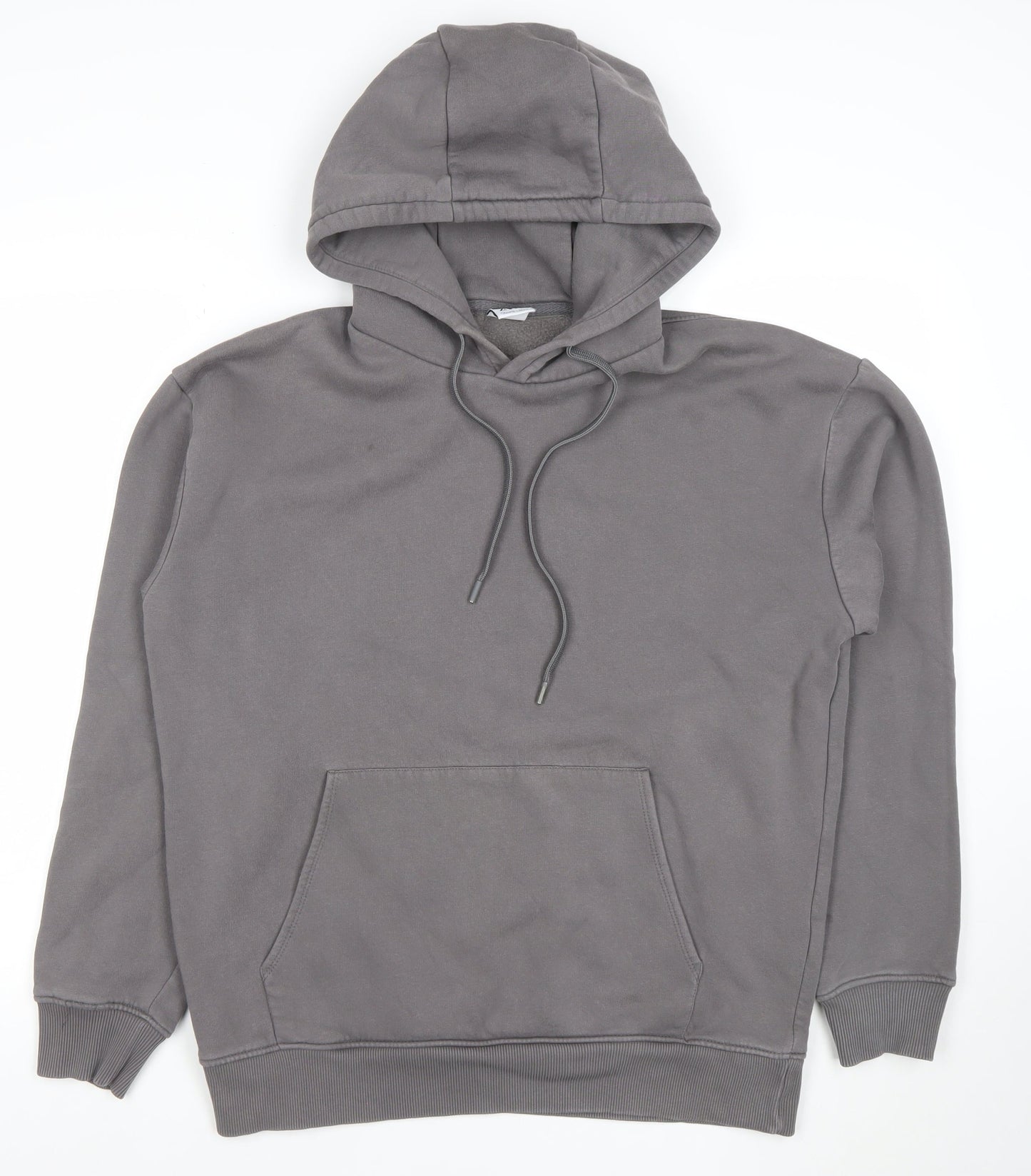ZARA Women Grey Pullover Hoodie L Cotton Blend Casual Sweatshirt