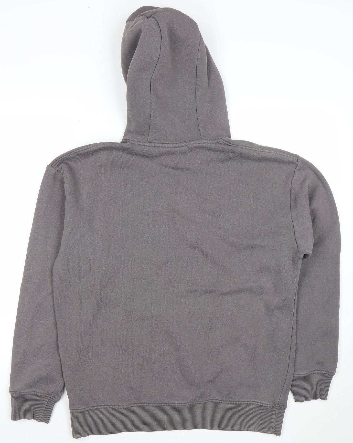 ZARA Women Grey Pullover Hoodie L Cotton Blend Casual Sweatshirt