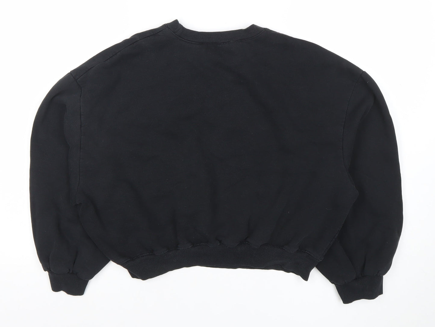 ZARA Women Black Cotton Blend Pullover Sweatshirt Size 8