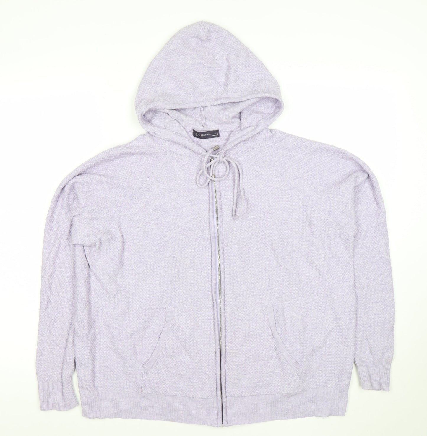 Marks and Spencer Women Lilac Full Zip Hooded Cardigan L